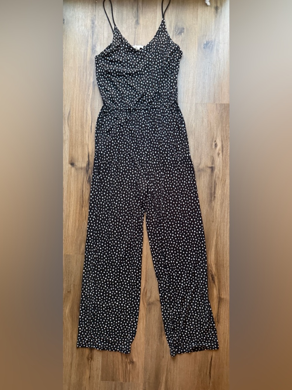H&M Black Polka Dot Spaghetti Strap Jumpsuit
